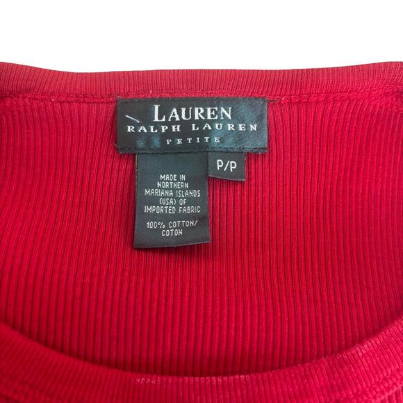Y2K VTG. RALPH LAUREN RED RIBBED‎ SHIRT SMALL/petite - Picture 6 of 6